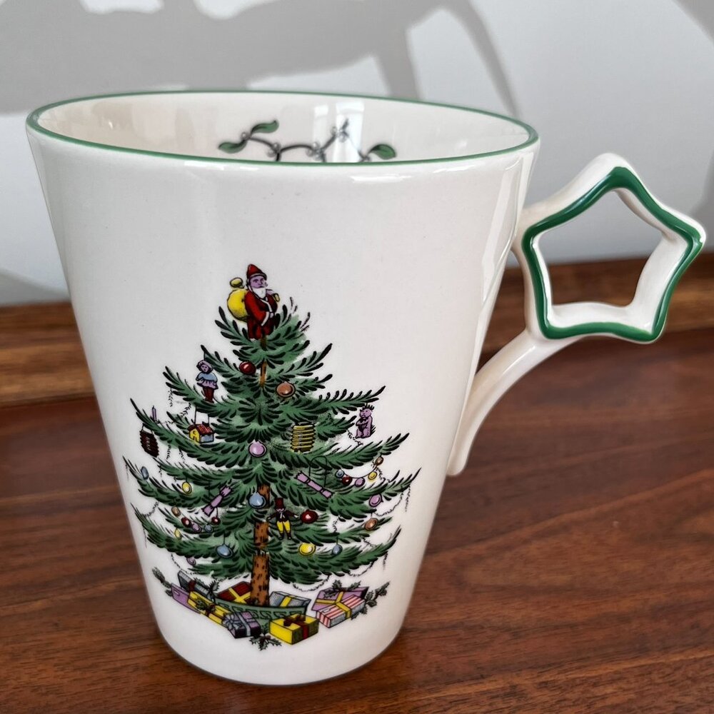 Spode Christmas Tree Star Handle Mug England Vintage 2003 Hard-to-Find S3324-A3